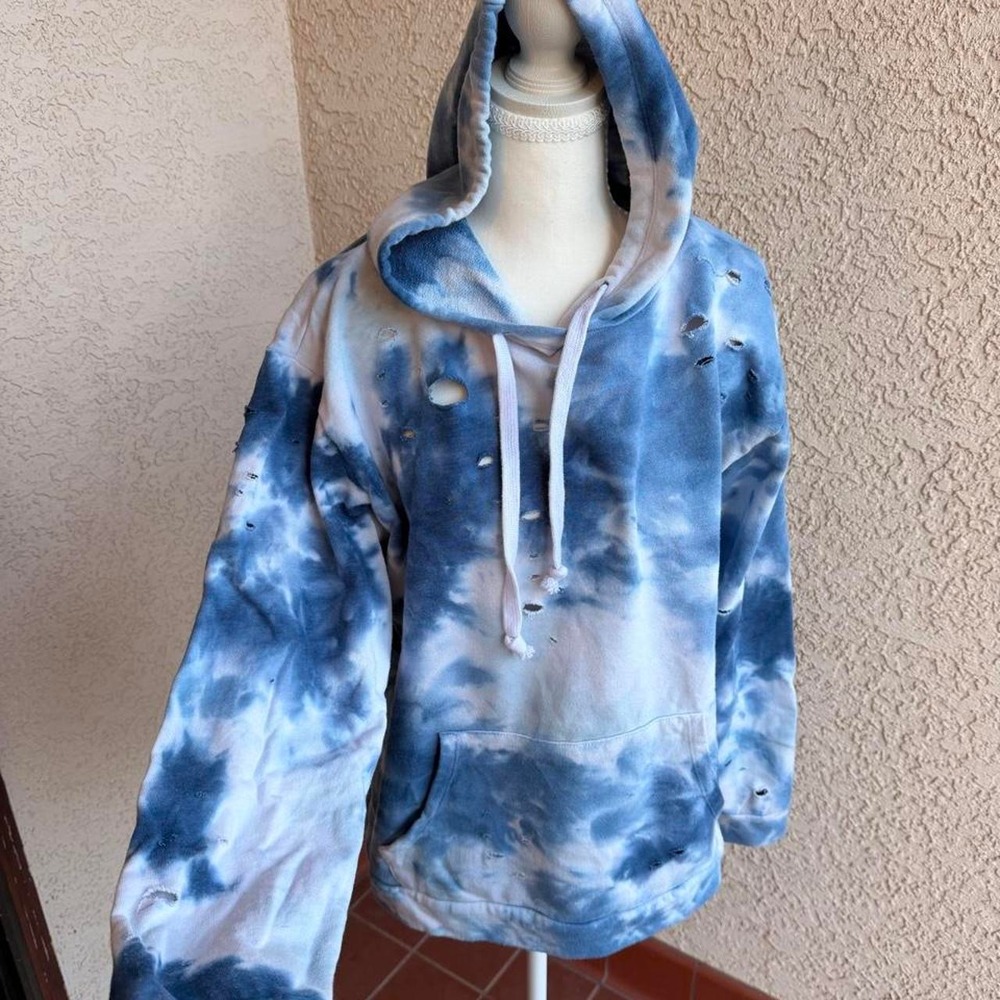 Madden Girl blue tie-dye hoodie with holes